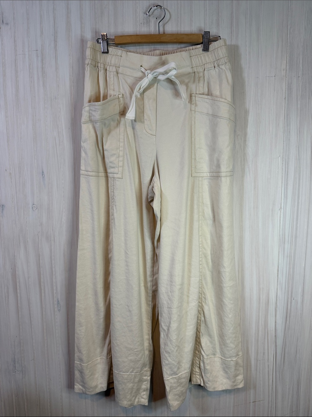 ANTHROPOLOGIE MAEVE WIDE LEG UTILITY PANT LINEN BLEND MEDIUM